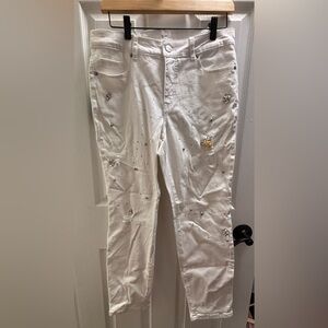 Stylish White Embellished Women's Jeans